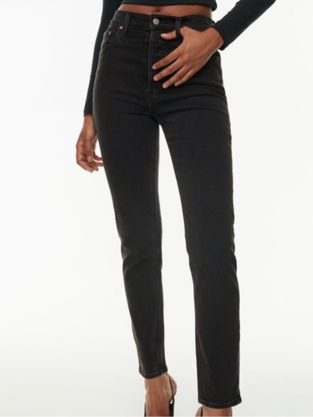 Denim Forum The Yoko High Rise Slim Black Jeans Waist 28L